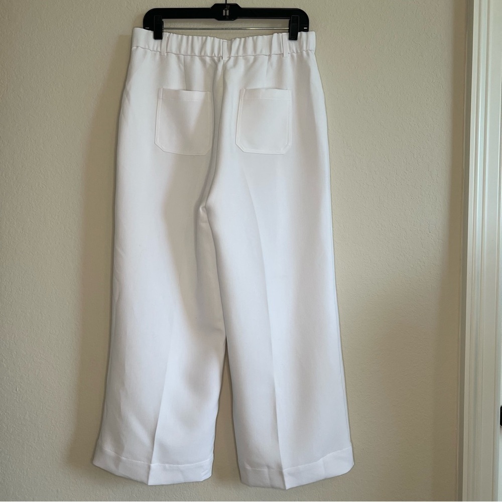 2/$30 Adrianna Papell Classic White Wide Leg Cropped Sailor Trouser Pants - Picture 6 of 16